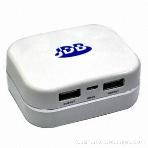 Power Bank/Portable Charger, Dual-USB Port, 5V/1,000mA Input Voltage